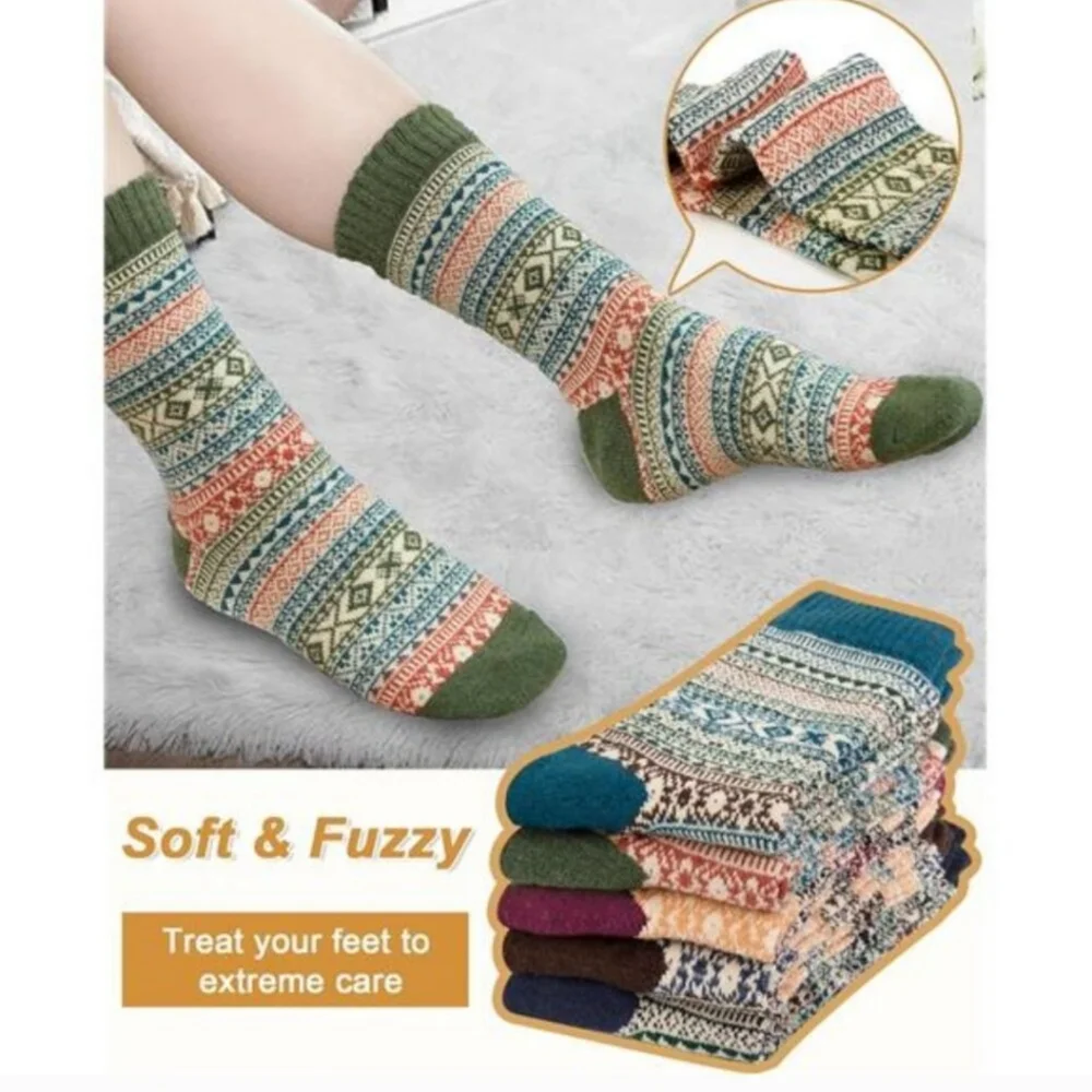 5 Pack Womens Socks Cozy Crew Size OS